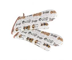 Backhandschuhe Hitzebestaendig, Topfhandschuhe Ofenhandschuhe Lang mit Hund Motiv, Geschenk für Frauen Damen und Männer