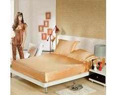 Yuan Duner daunen bettdecke，1 / 3pcs Tagesdecke Spannbetttuch mit elastischen Twin/Full/Queen-Size-Matratzenbezug Nachgeahmte Seide Bettwäsche Bettlaken Kissenbezüge-H_120 x 200 cm 3 Stück