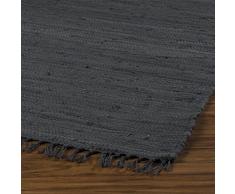 Flickenteppich Wohnzimmerteppich Handwebteppich FRANKEN Dunkelgrau | 60x110 cm | Dunkelgrau | Baumwolle