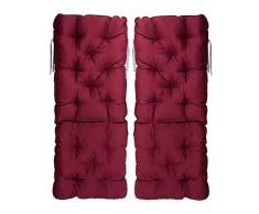 Meerweh 2er Set Hochlehner Kissen 120 x 50 x 10 cm, Rückenteil ca 70 cm, Polsterauflage Auflage, Rot, 20068