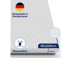 Rundum wasserdichter Matratzenschoner 90x200(Matratzendicke 15-19 cm)Atmungsaktive undurchlässige Matratzenauflage-Schützt auch die Seiten - Premium Molton Matratzenschutz ohne Knittergeräusche