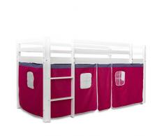 Homestyle4u 1519, Bettumrandung Bettvorhang für Hochbett, Vorhang Stoff Baumwolle, Pink