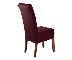 SCHEFFLER-Home Marie Stuhlhussen 2 Stück, Stretch-Hussen Stuhl-Bezug bi-elastische Wasserabweisende Schutz-Husse, Fleckschutz, Sitzhöhe bis 17-19cm - Bordeaux