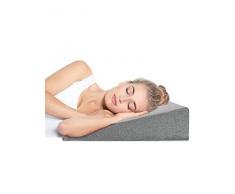 DYNMC you Keilkissen Bett Reflux 90cm Matratzenkeil mit Baumwollbezug Oeko TEX 100 - Reflux Kissen für Bequemes & Gesundes Schlafen - Lesekissen Bettkeil (Grau)