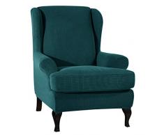 CHUN YI Ohrensessel Schonbezug Jacquard Elastische Sofaüberwurf Schutzhülle aus elastischem Sessel Husse für Ohrensessel (Dunkeltürkis, Ohrensessel)