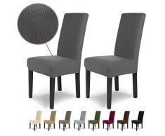 SCHEFFLER-Home Stretch Stuhlhusse Luna | 2er Set elastische Flanell Stuhlabdeckungen | Stuhlhussen Schwingstühle | Spannbezug mit Gummiband | Elegante Stuhlbezüge aus Samt