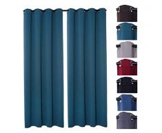 PremiumShop321 2er Pack Verdunklungsvorhang Gardinen mit Ösen, Blickdicht 140x245 cm Vorhang Verdunkelung Midnight (Petrol)