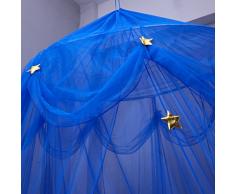 Kuppel-Moskitonetz/-Baldachin, zum Aufhängen, rund, für Kinder, Babys, Schüler, eleganter Netzstoff, blau mit Sternen, durchscheinend, Spielzelt, Zimmerdekoration, Bettvorhang