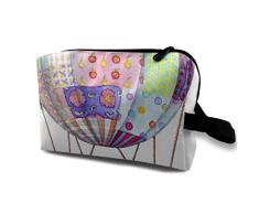 Mädchen mit Spielzeug im Luftballon von Patchwork Decke Ladiesskin Care Kosmetiktasche Tragbare Kosmetiktasche wasserdichte Reisetasche, H.
