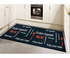 Traum Küchenläufer Küchenteppich waschbar mit Schriftzug Guten Appetit in Schwarz Rot Größe 80x150 cm