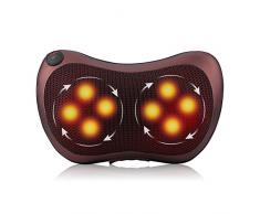 Auto Massagekissen Massage Nacken Gerät, Heizung Nacken Schulter Rückenmassage Kissen mit 8 Massagerollen Europäische Norm(Brown)