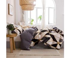 Bettwäsche Set 220x240 cm King Size Bettbezug Grau Weiß 100% Weiche Wendebettwäsche Microfaser Bettgarnitur - 1 Bettbezug 220 x 240 cm + 2 Kissenbezüge 80 x 80 Reißverschluss Grau (GJHU,220 x 240 )