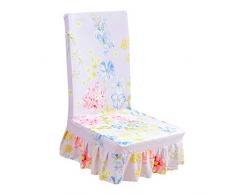 LOVIVER Stuhlhussen Stretch Stuhlabdeckung mit Rückenlehne Abnehmbare Waschbar Stuhlbezug Stuhlüberwurf - Blumen Beige