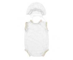 FEESHOW Baby Mohair Kostüm Wickeltuch mit Haarband Decke Häkel Babytuch mit kleinen Polka Punkte Baby Fotografie Requisit Schlafsack Prop Fotoshooting Weiß Ärmellos B One Size