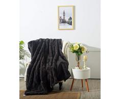 STAR HOME Webpelzdecke Felldecke Kuscheldecke Wohndecke Plaid 150x200 cm Merino anthrazit