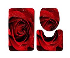 Juntful Anti-Rutsch-Badezimmerteppich, Badematte, Konturen, WC-Sitz-Deckelbezug, Set für Zuhause, Badezimmer, 3 Stück, 2, 45cmx75cm