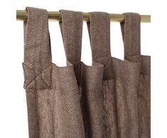 URBANARA Vorhang Vinstra – 100% reiner Leinen, Vorhangschal mit Fischgrätenmuster und Schlaufen – einzelner Schal (135 x 280 cm, Braun)