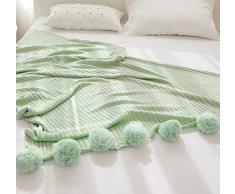 Yiyida 100% Baumwolle Weich Gestrickte Decke auf Stuhl Sofa und Bett für Bettwäsche und schlafende 100x151cm, kuschelig flauschig Kuscheldecke Tagesdecke,Grün 150x200cm