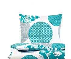 Lumaland Premium Feinbiber Bettwäsche 155x220 cm und Kopfkissenbezug 80x80 cm Motiv Bahama