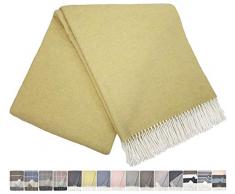STTS International Kaschmir Decke Wolldecke Wohndecke 100% Merinowolle - Kaschmir - Mix 140 x 200 cm sehr weiches Plaid Kuscheldecke Faro (Gelb (1))