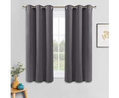 PONY DANCE Vorhang Blickdicht Ösenschal - 2er Set H 158 x B 106 cm Verdunkelungsvorhänge für Schlafzimmer Thermo Gardinen Blickdicht Grau
