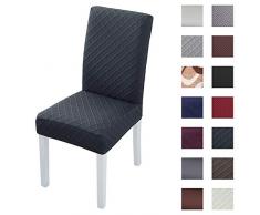Padgene Verdicken Universal Stretch Stuhlhussen 4er Set, Machine Washable rutschfeste Jacquard Esszimmer Hussen Stuhl Protector Für Home Hotel Party(Schwarz)