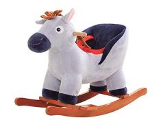 Byx- Baby-Schaukelpferd - Trojanisches Pferd, das festes Holz mit Musik-Baby-Schaukelauflage-Schaukelstuhl-Baby-Geburtstagsgeschenk rüttelt - Baby Schaukelpferd (Ausgabe : A)