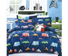 AShanlan Kinder Jungen Bettwäsche Autos 135x200 mit Kopfkissenbezug 80x80 100% Mikrofaser Blau Cars Automotiv Bettbezüge Kinderbettwäsche-Set Babybettwäsche