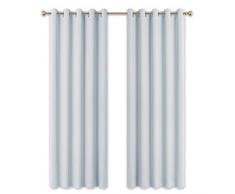 PONY DANCE Wohnzimmer Gardinen Verdunkelung - Vorhänge Kinderzimmer Junge Thermo Gardine Licht Blockieren Vorhang Wärmeisolierend, 1 Paar H 228 x B 167 cm, Grau-weiß
