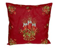 tischdecken-iris-shop Kissenhüllen Espamira Kissenhülle 40x40 cm Weihnachten Leinenoptik Weinrot Kerzen Gestickt Kissenbezug Kissen