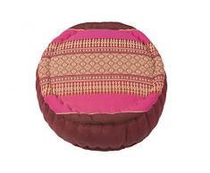 Handelsturm Zafu Meditationskissen mit Füllung aus Kapok 35 x 20 buntes Kissen für Sitzmeditation Lotussitz oder Zen Meditation (Thaimuster Burgunder-pink)