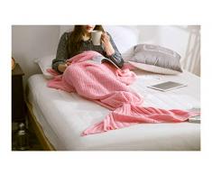 KFZ Prinzessin gestrickte Meerjungfrau Schwanz Decke für Baby Girl Lady, tolle warme Dekoration, rosa Farbe, am besten für Reisen nach Hause Auto 1 Stück (Pink, L 80 * 180 cm)