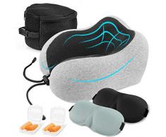 Nackenkissen Extrem Elastisch 3D Memory Foam Kissen, Reisekissen Flugzeug 360° Stützfunktion Nackenhörnchen, U-förmige Ergonomische Nackenstützkissen Hals Kissen für Reisen im Auto, Flugzeug, Zug