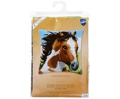 Vervaco Feuriger Hengst Kreuzstichkissen/Stickkissen vorgedruckt, Baumwolle, Mehrfarbig, 40 x 40 x 0.3 cm