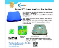 Sitzkissen BSF-Seat-010 / Sitzkissen / Rollstuhlkissen / Gel + Memory Foam / Maße: 42 cm x 42 cm x 8 cm / Bürokissen / Stuhlkissen /