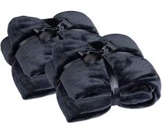WOLTU® Kuscheldecke 2er Set XL XXL Wohndecke Sofadecke Decke Microfaser Mikrofaserdecke Fleecedecke TV-Decke, 150x200cm, Schwarz, BWK5006sz-2