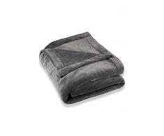 CelinaTex Montreal Kuscheldecke XXL 220 x 240 cm grau Coral Fleece Wohndecke Mikrofaser Tagesdecke Sofadecke