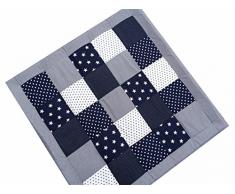 Patchwork Krabbeldecke BS120 für Babys Babydecke Baby Decke Spieldecke Kuscheldecke für Mädchen und Jungen extra groß weich gepolstert STERNE BLAU (120 x 120 cm)