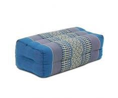 Oriental Galerie Kopfkissen Nackenkissen Thaikissen Kissen Kapokkissen Thai-Motiv ca. 35 x 19 x 13 cm Baumwolle Kapok Türkis Grau KB1