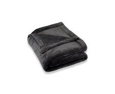 CelinaTex Montreal Kuscheldecke XXL 220 x 240 cm schwarz Coral Fleece Wohndecke Mikrofaser Tagesdecke Sofadecke