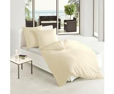 Bierbaum Uni Fein Biber Bettwäsche 2 tlg. 135x200cm Einfarbig Silber Anthrazit Leinen Weiß, Farbe:Leinen