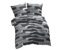 eterea Patchy Microfaser Bettwäsche – weich und angenehm auf der Haut- gestreift & abstrakt - atmungsaktiv und weich mit Kissenbezug – Bettbezug 135x200 cm und Kissenhülle 80x80 cm – Anthrazit Grau