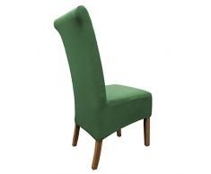 SCHEFFLER-Home Emma Stuhlhussen 2 Stück, Stretch-Hussen Stuhl-Bezug bi-elastische Schutz-Husse, Abdeckung mit Gummiband, Sitzhöhe bis 20-24 cm - Grün