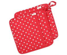 Neoviva Topflappen aus Baumwolle und Jeansstoff, gesteppt, hitzeresistent, für den täglichen Gebrauch in der Küche, 2er-Pack, 100 % Baumwolle / Polyester, Polka Dots Lollipop Red, 8x8/20x20CM
