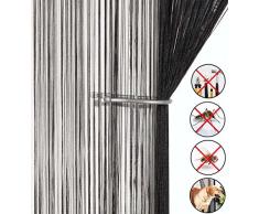 AIZESI Fadenvorhang Schwarz für Schiebegardine Insektenschutz Türvorhang 90x 200cm Trennwand Fenster Vorhang(Black)