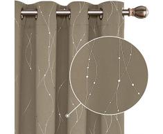 Deconovo Gardinen Blickdicht Ösen Vorhänge Schlafzimmer Thermogadinen 245x140 cm Taupe 2er Set