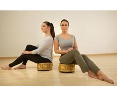 livasia Kapok Zafukissen, Sitzkissen, Yogakissen, Bodensitzkissen, Meditationskissen (schwarz-Elefanten)
