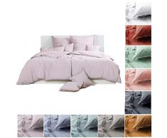 Bettwäsche Renforce Stone-Washed 135x200 & 80x80 cm 100% Baumwolle - grau rosa OekoTex weich modern Used-Look Leinen-Optik