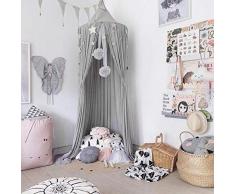 Baldachin Baby, Dyna-Living Babybett Betthimmel Mädchen Moskitonetz Kinder Bed Canopy Dreieck Spitze Chiffon Bettüberdachung für Babybett Kinderbett Twin-Size-Bett (Grey)