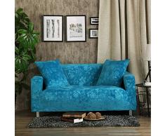 AFAHXX Dick Stretch Sofabezug für Sofa,Dekoration Gedruckt Samt Sofahusse sofaüberwurf Komplettpaket Volltonfarbe Sofa Abdeckung-Blau 145-185cm(57-73in)